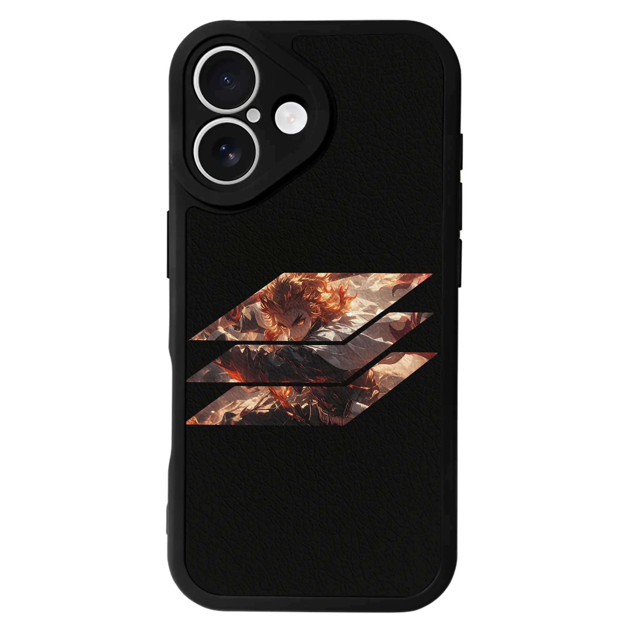 鬼滅の刃 グッズ,煉獄 杏寿郎 - IPhone 16シリーズ対応 ・ シリコンスマホケース ・ レザー調 ・ 高精度フィット ・ 耐衝撃 ・ ワイヤレス充電対応 ・ 精密カット